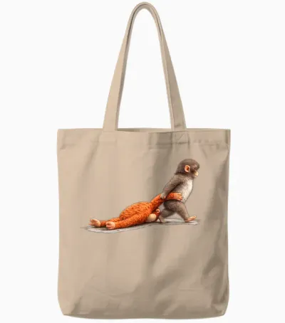 Cute Monkey Punch Tote Bags - Natural