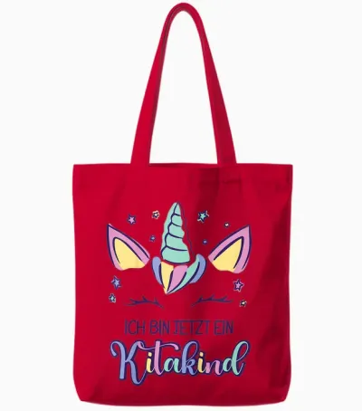 Kinder Kindergarten Ich Komme Einhorn Ich Bin Jetzt Ein Kita Kind Tote Bags - Red