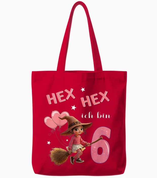 6th Birthday Girl - Witch 6 Years - Hex I Am 6 Tote Bags in Red