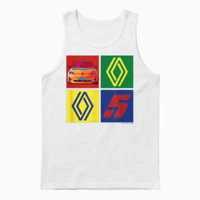 Renault 5 Electric Car Logo Diamond Retro Pop Art Unisex Tank Top - White