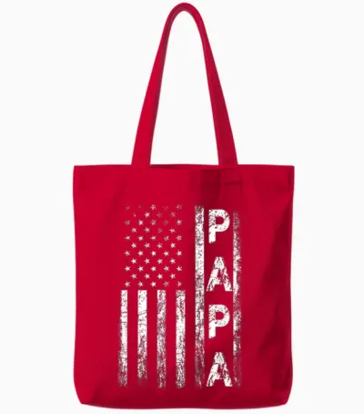 Papa Vintage American Flag Father's Day 4th of July Grandpa Tote Bags - Red