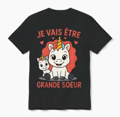 Future Big Sister Daughter Je Va être Grande Soeur Unisex T-Shirt - Black