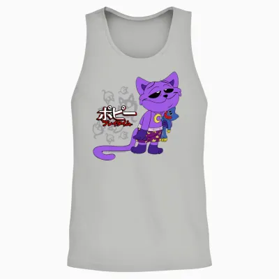 Poppy Playtime Sleepy Catnap Huggy Wuggy Peluche Texte Japonais Manche Longue Unisex Tank Top - Ash