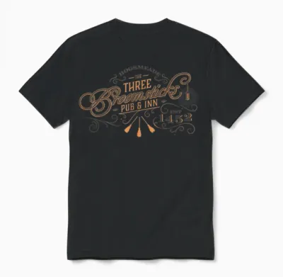Harry Potter Three Broomsticks T-Shirt, Small, Black Unisex T-Shirt - Black