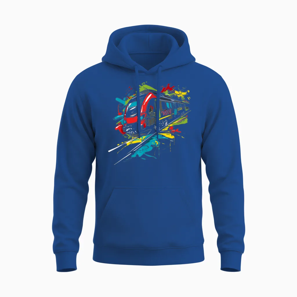 Graffiti Eisenbahn Modelleisenbahn Eisenbahnlinie Unisex Hoodie in Royal