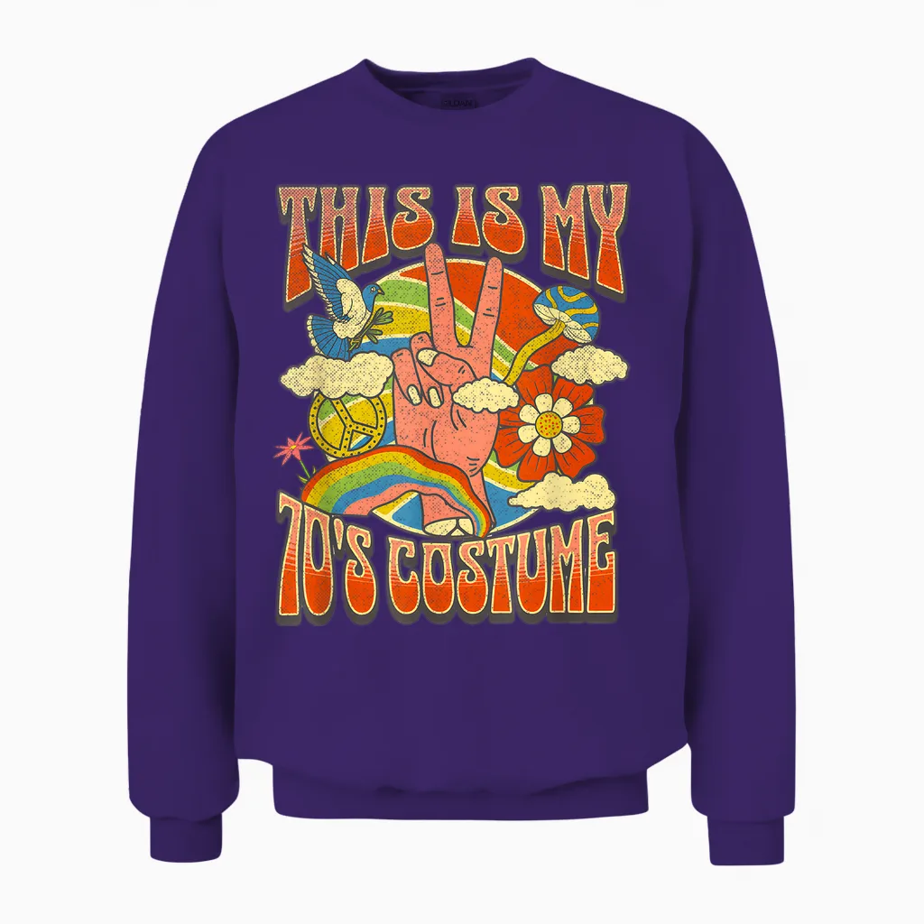 This Is My 70s Costume 70 Styles Groovy 70's Halloween 70s Unisex Sweatshirt in Purple