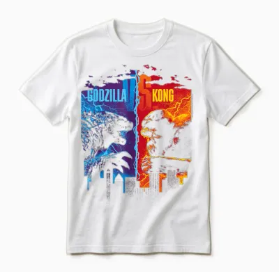 Godzilla X Kong T-Shirt, Unisex-Adults, Short Sleeve, Black, Small Unisex T-Shirt - White