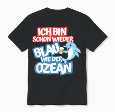 Blue as the Ocean Julian Mia Malle Party Sayings Summer B06 T-Shirt, Black Unisex T-Shirt - Black