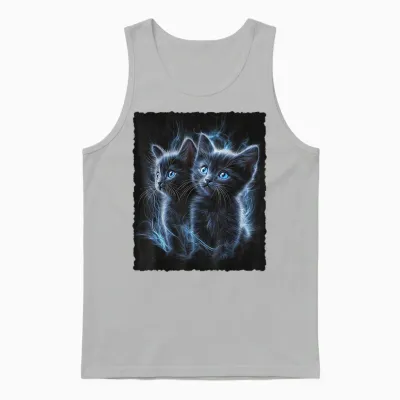 Cute Magic Cat Kitten Fantasy Art T-Shirt, Black Unisex Tank Top - Ash