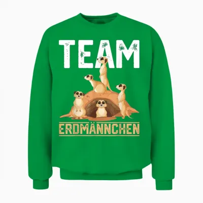 Team Erdmännchen Retro Meerkat Children's Girls Meerkat T-Shirt, Black Unisex Sweatshirt - Irish Green