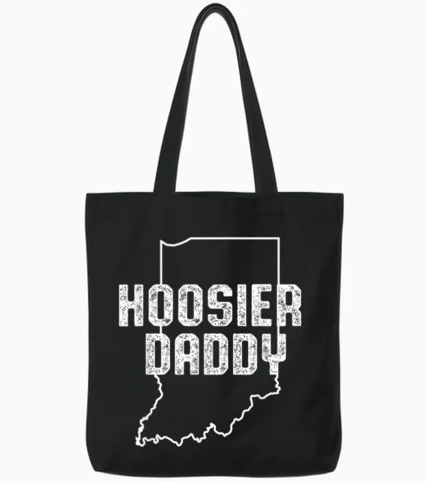 Indiana Hoosier Dad Tote Bags in Black