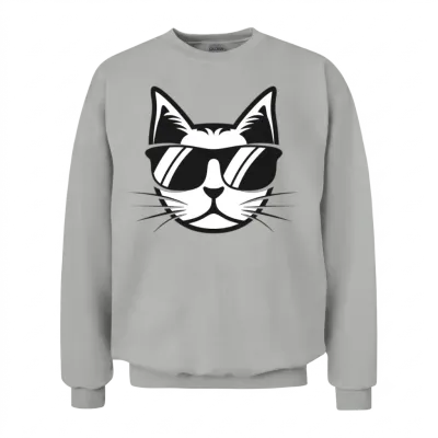 Chill Cat with Sunglasses Illustration Unisex Sweatshirt - Ash