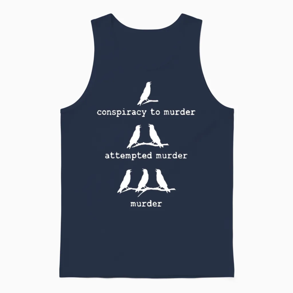 Attempted Murder Crow Unisex Tank Top in Navy