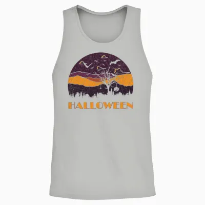Halloween Distressed Retro Design Unisex Tank Top - Ash
