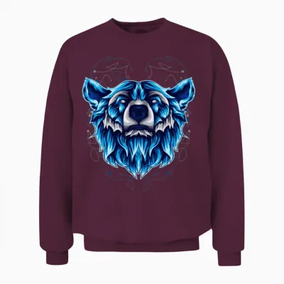 Bear Head Vintage Retro Unisex Sweatshirt - Maroon