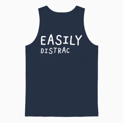 Slightly Distracted Funny Adhd Awareness Adhd Easily Distract T-Shirt, Black Unisex Tank Top - Navy
