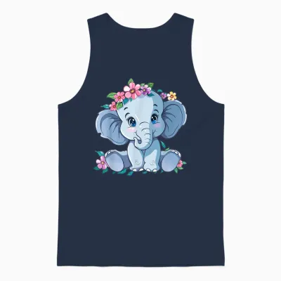 Niedlicher Elefant Mit Blumen I Kinder Elefant Unisex Tank Top - Navy