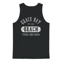 College Style Grace Bay Turks Caicos Distressed Unisex Tank Top - Black – 1