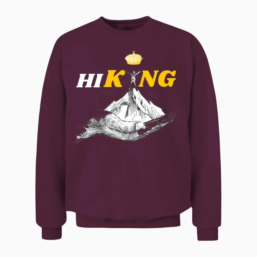 Hiking King Design Best Hiking Unisex Sweatshirt in Maroon