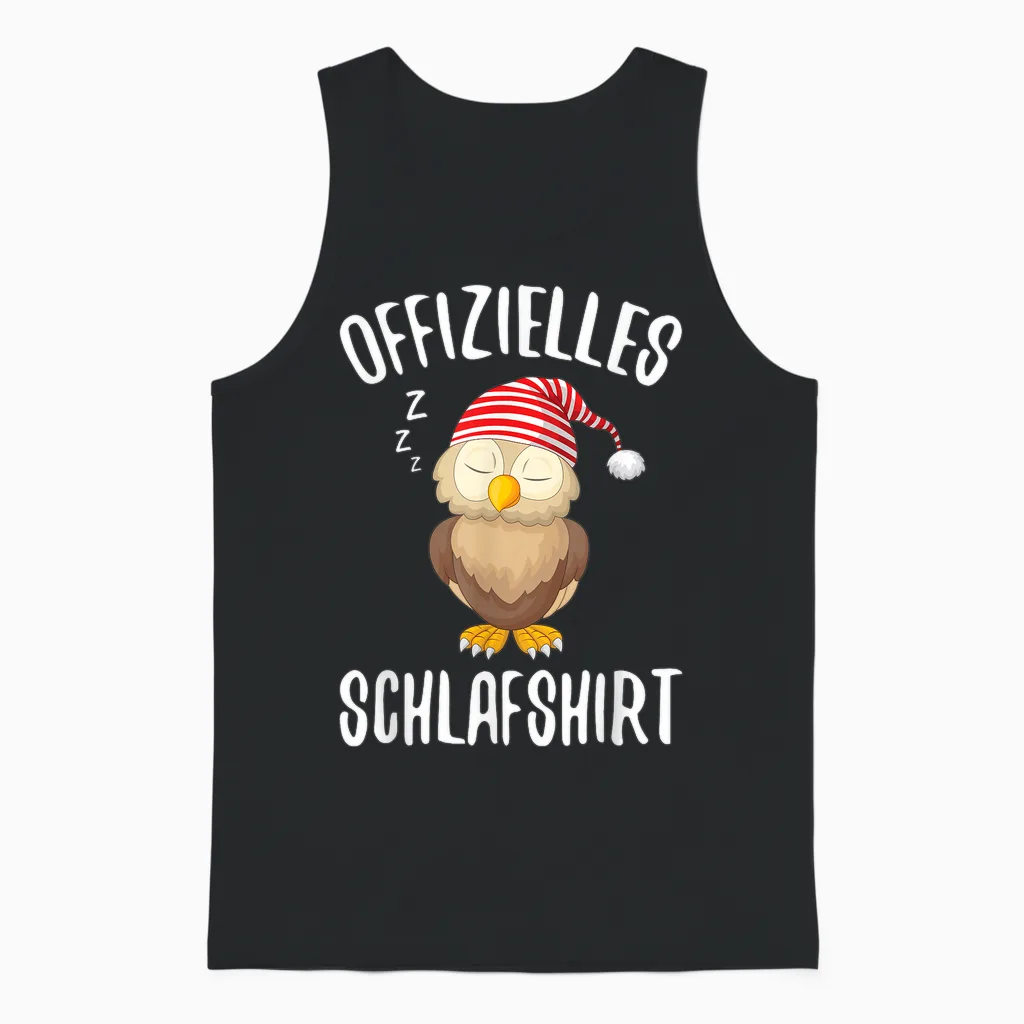 Official Sleep Shirt Owl Sleeping Saying T-Shirt, Black Unisex Tank Top in Black