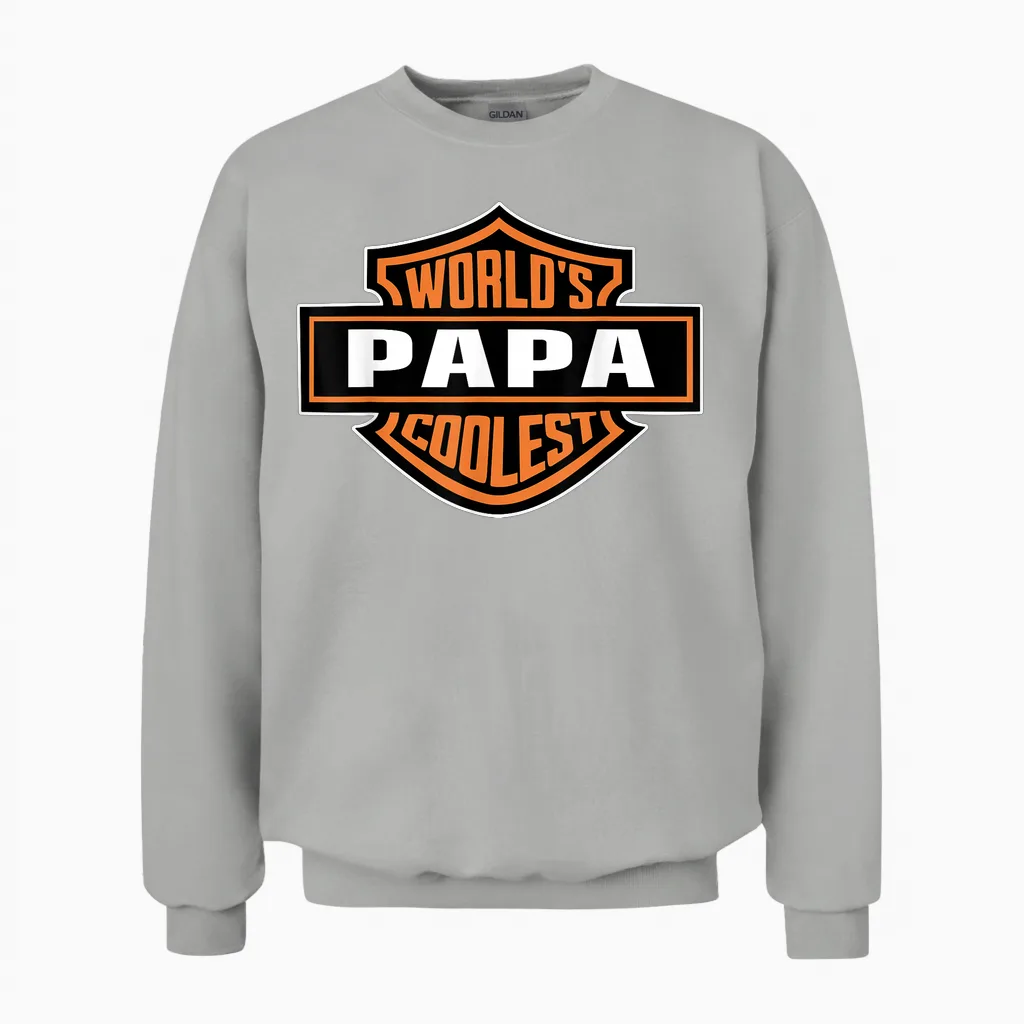 Mens World's Coolest Papa Best Dad in the World Father's Day Unisex Sweatshirt in Ash