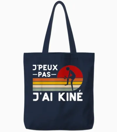 Je Peux Pas Je Ai Kiné Humour Physiotherapist Gift Funny T-Shirt, Black, S Tote Bags - Navy