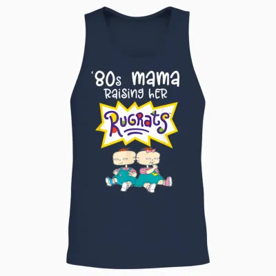 Mademark X Rugrats - 80s Mama Raising Her Rugrats - Phil & Lil Unisex Tank Top - Navy