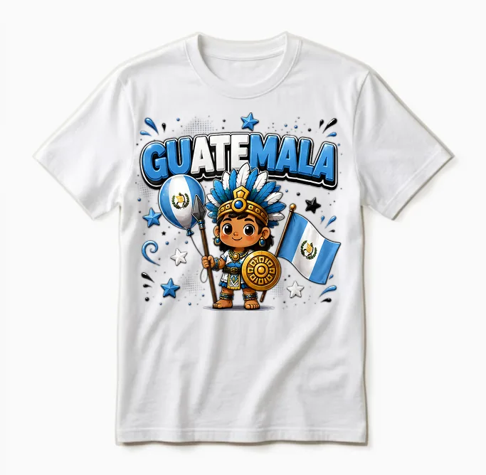 T-Shirt Drapeau Du Guatemala, Carte Du Guatemala, Guatemala Pour Enfants Unisex T-Shirt in White