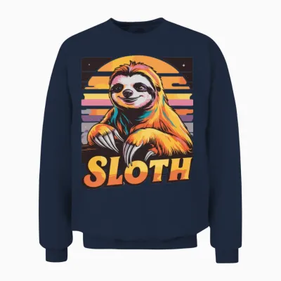 Funny Sloth Retro Vintage Unisex Sweatshirt - Navy