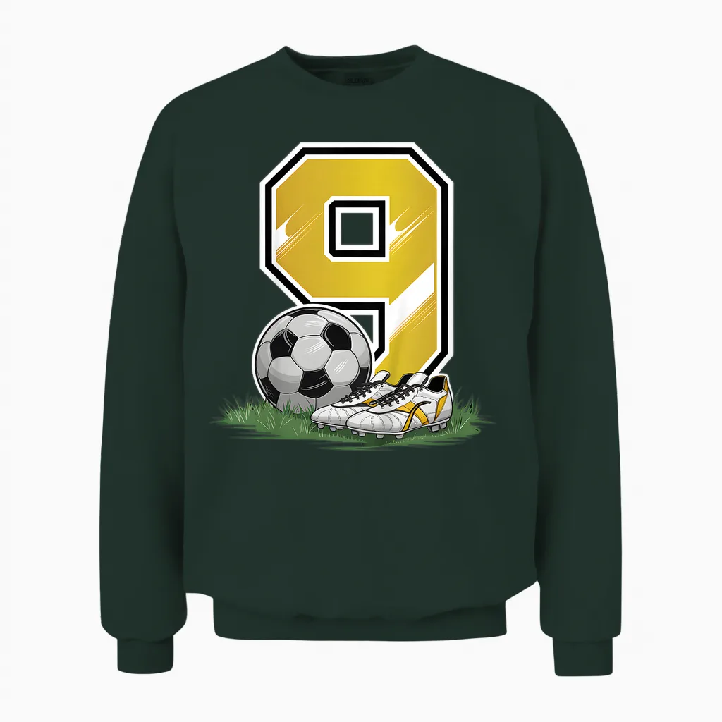 Kinder 9. Geburtstag Junge 9 Jahre Fussballer Fussball Geburtstags Unisex Sweatshirt in Forest