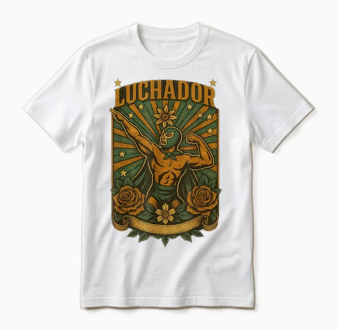 Vintage Luchador Lucha Libre Mexikanisches Wrestling Unisex T-Shirt in White
