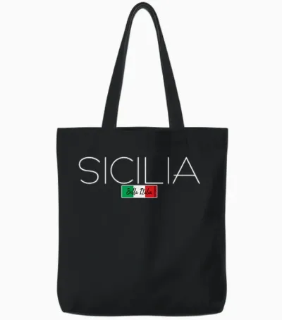 Sicilia Italia Sicilia Italia Italy Holiday Island Party T-Shirt, Black, S Tote Bags - Black