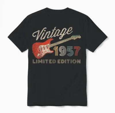 Vintage 1957 Limited Edition Gitarre Geburtsjahr Geburtstag Unisex T-Shirt - Black