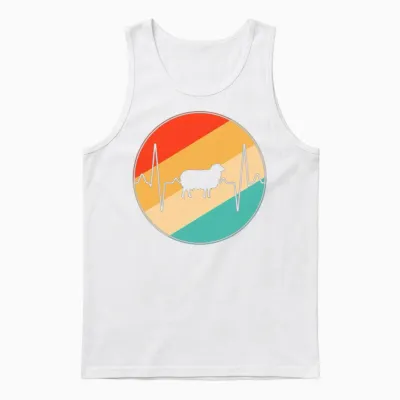 Sheep Retro Heartbeat Unisex Tank Top - White
