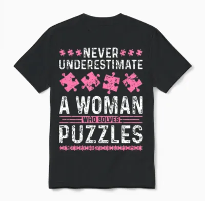 Jigsaw Puzzle Lover Woman Puzzle Unisex T-Shirt - Black