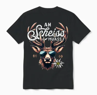 Men's Traditional Costume T-Shirt Bavarian Lederhosen Unisex T-Shirt - Black