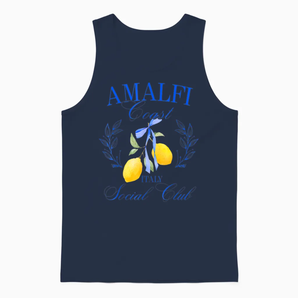Italy Gift for Her Amalfi Coast Italy Sorrento Capri Lemons Unisex Tank Top in Navy