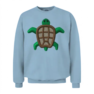 Turtles Embroidered Unisex Sweatshirt - Light Blue