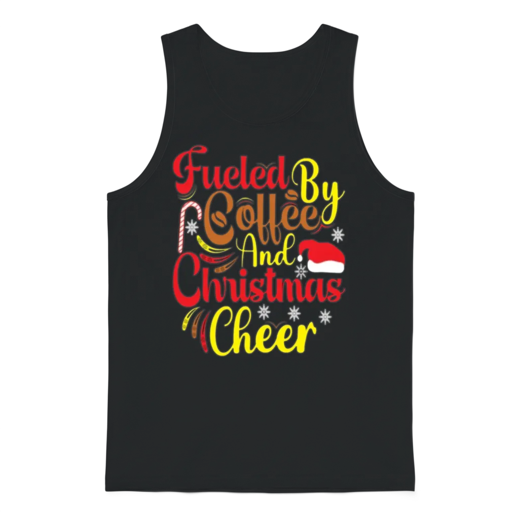 Fueled by Coffee and Christmas Cheer Unisex Tank Top - Black