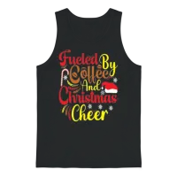 Fueled by Coffee and Christmas Cheer Unisex Tank Top - Black – 1