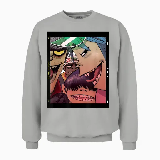 Gorillaz Polaroid Slide Unisex Sweatshirt - Ash