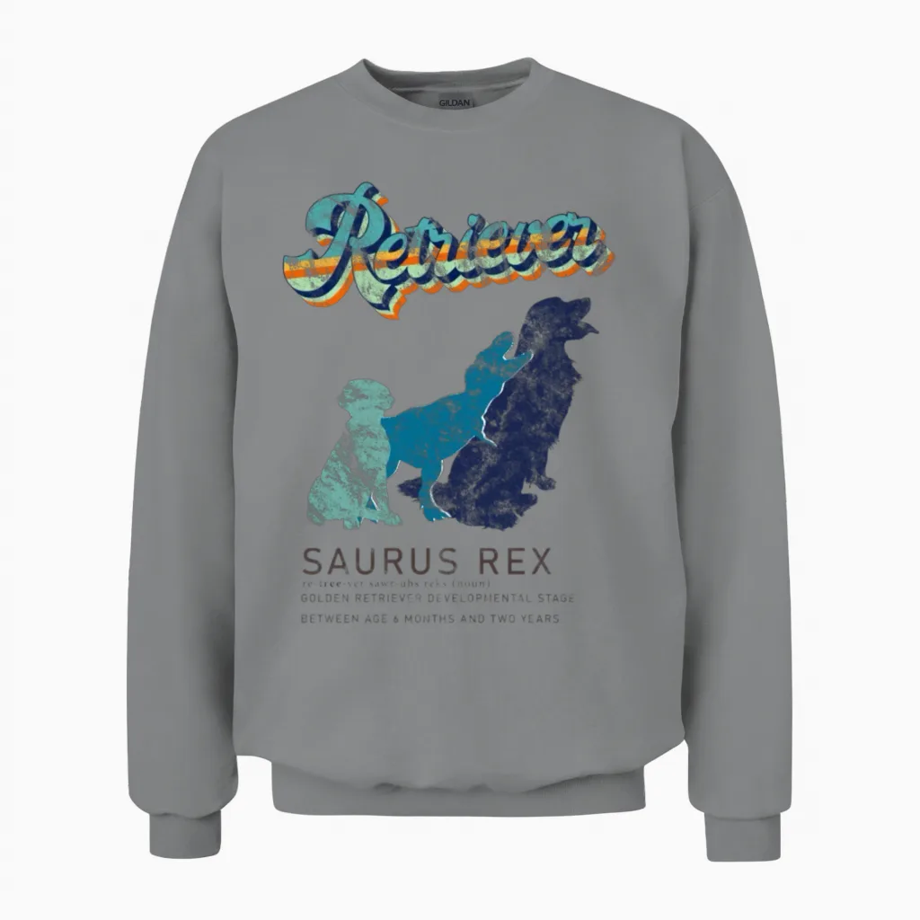 Retriever Saurus Rex Unisex Sweatshirt in Sport Grey