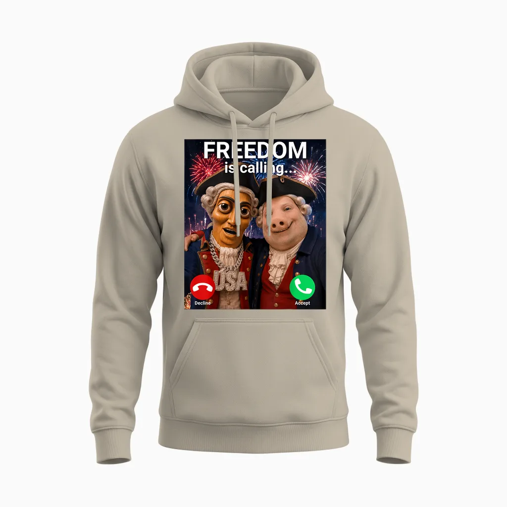 John Pork Fourth of July Tung Tung Tung Sahur Unisex Hoodie in Sand