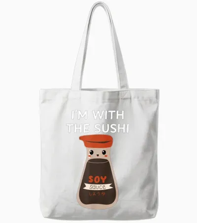 Easy Funny Group Costume - Soy Sauce Condiment Costume Tote Bags - White