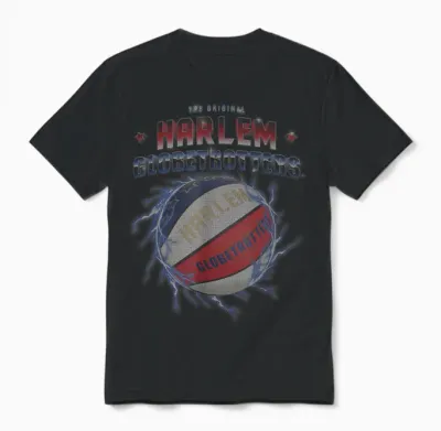 Harlem Globetrotters Basketball Chrome Logo with Lightning Unisex T-Shirt - Black