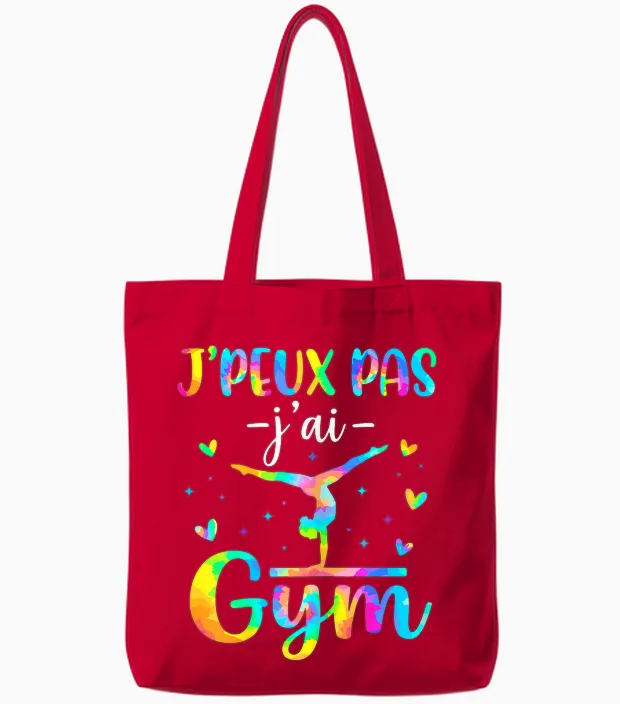 Je Peux Pas J'ai Gym Fille Gymnastique Rythmique Tote Bags in Red