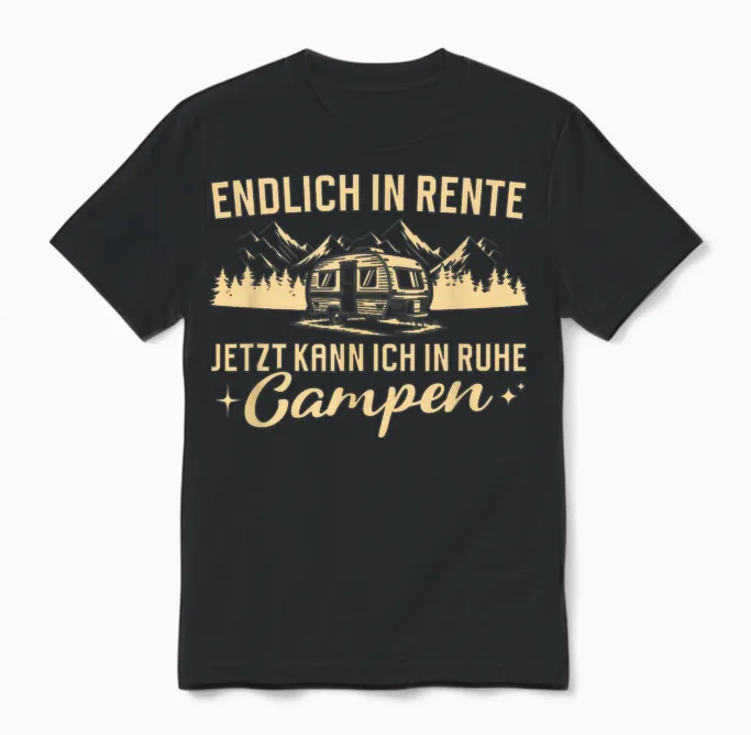 Rente in Ruhe Campen Wohnwagen Rentner Unisex T-Shirt in Black
