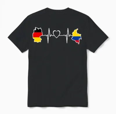Kolumbianische Deutsche Flagge - Deutschland Kolumbien Herzschlag Unisex T-Shirt - Black