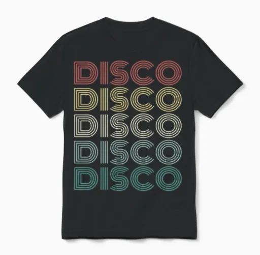 Disco - Retro Repeating Unisex T-Shirt in Black