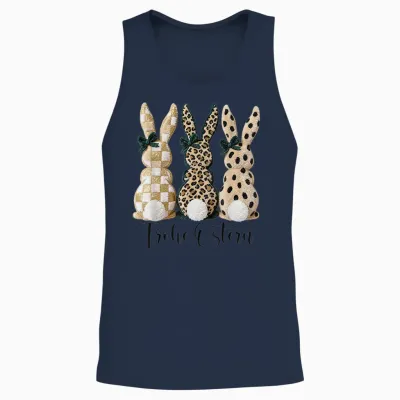 Frohe Ostern Hasen Vintage Leo Karo Punkte Print Oster Deko Unisex Tank Top - Navy